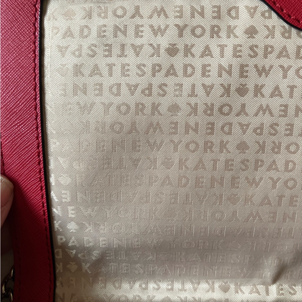 Kate Spade Scarlet Red Leather Chain Strap Crossbody Purse - Picture 8 of 10